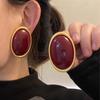 Geometric Oval Earrings Wine Red Color Stud Earrings New Waterdrop Earrings For Women