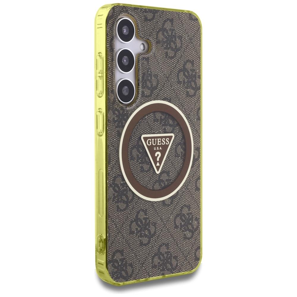 Etui do Samsung Galaxy S25 Guess 4G Glitter MagSafe brązowy