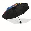 Baseball, Paint Splatter Automatic folding umbrella  simple eight rib design, bright color pattern, durable iron frame, ideal for travel and