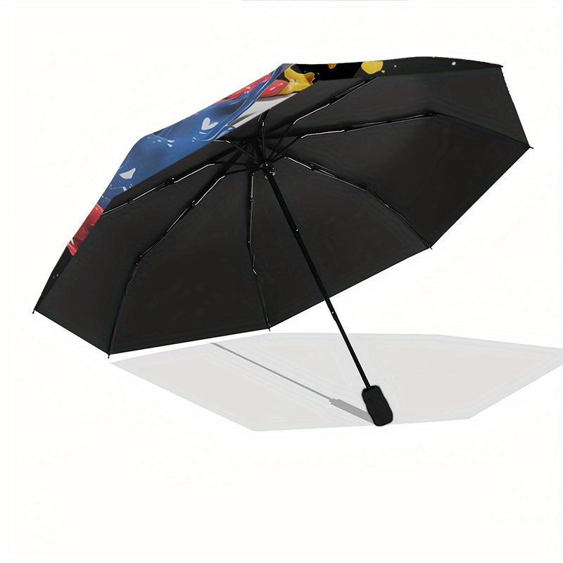 Baseball, Paint Splatter Automatic folding umbrella  simple eight rib design, bright color pattern, durable iron frame, ideal for travel and