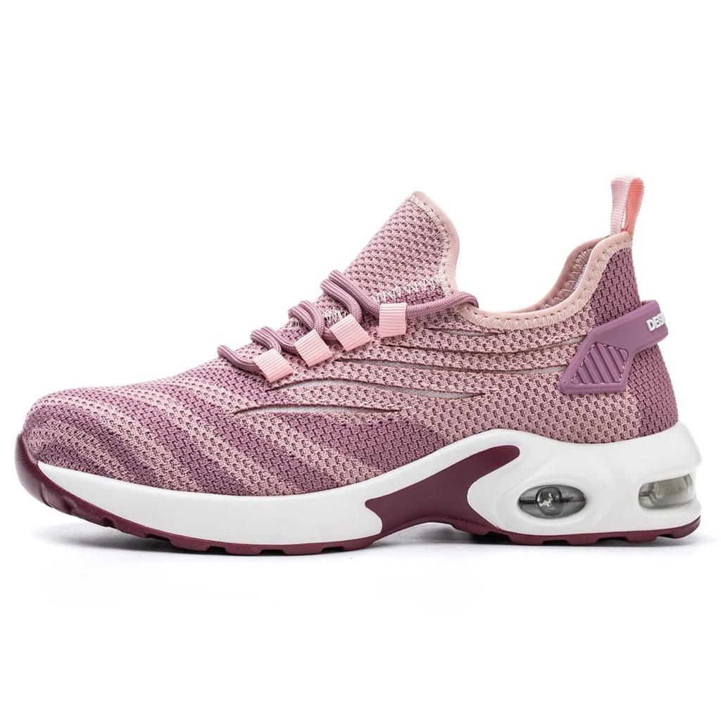 Розовые женские защитные ботинки со стальным подноском, защита от раздавливания, дышащие, с воздушной амортизацией, рабочая обувь, модный улучшенный дизайн