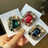 Women Trendy Classic Square Brooch Pin Luxury Vintage Lady Coat Clothing Pins Jewelry Gift