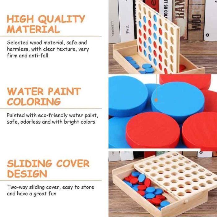 Jeu de société - FOLAYA - Jeu 4 en Bois - Portable - Écologique - 2 joueurs ou plus