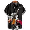 Men's Music Guitar Print Shirts Rock Hip Hop 2023 Men's Clothing Short Sleeve Beach Shirt Outdoor Street Social Vintage Shirt