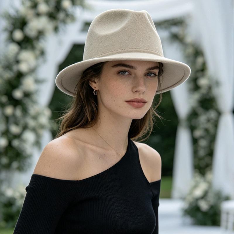 Women S Vintage British Style Woolen Fedora Hat For Autumn Winter