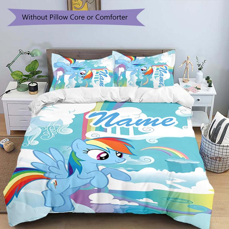 3pcs My Little Pony1 Cover Set - Personalized Name, HD Printed Bedding with 1 Cover and 2 Pillowcases - Perfect for Home Decor, Easy Care