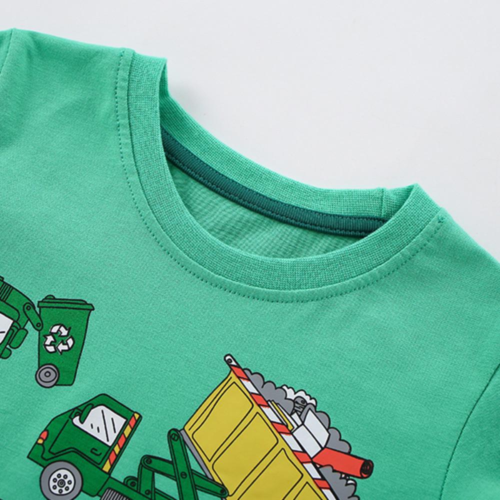 Children's Clothing Summer T-shirts Children's Cartoon Printed T-shirts Knitted Cotton Round Neck Boys' Tops