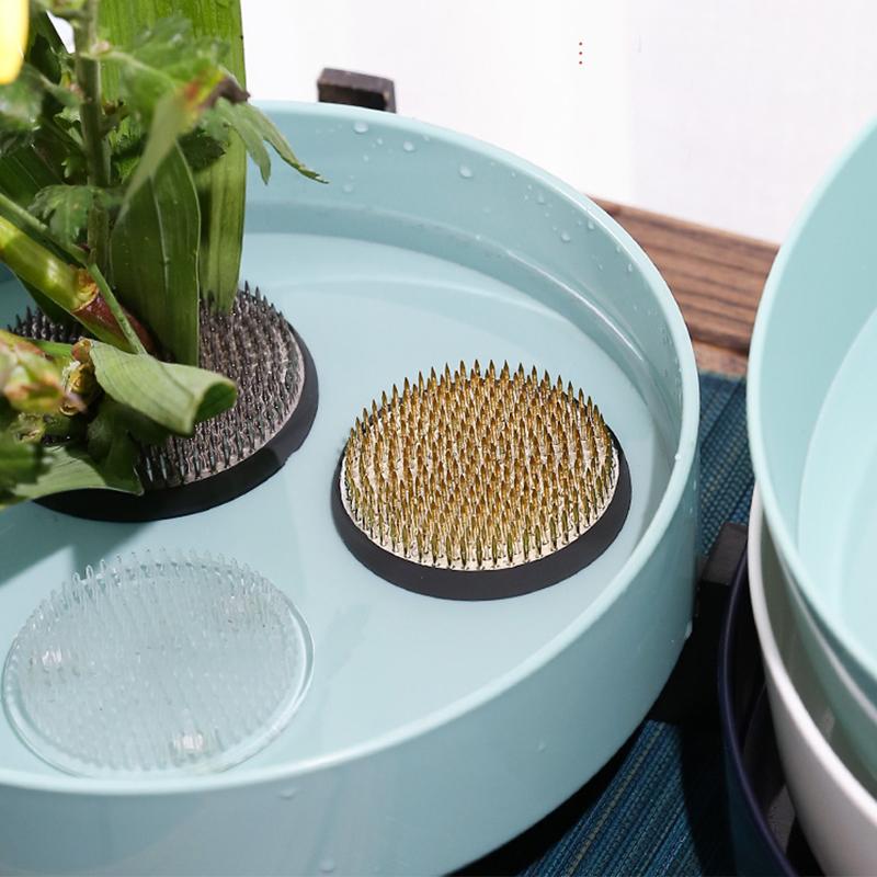 Zen Retro Chinese Japanese Style Flower Arranging Container Kenzan Flower Arrangement Tray Plastic Bowl Vase Tea Table Desktop