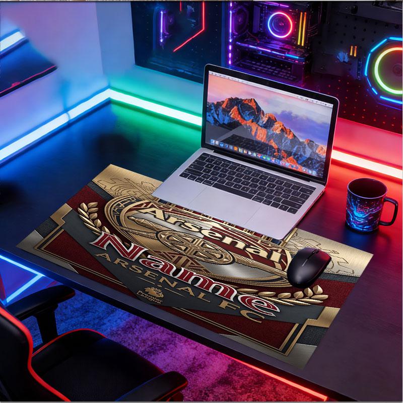 Custom Name Personalized Arsenal F.C Pattern Mousepad, Laptop PC Desk Mat, Decorative Desk Mat for Home Keyboard Pad Gift