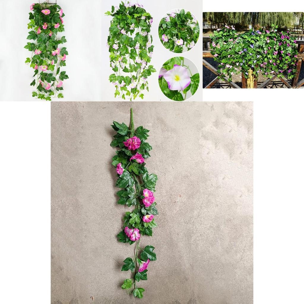 Lifelike Hanging Basket Artificial Flower Morning Glory Vine For Stunning Home Wall Decor