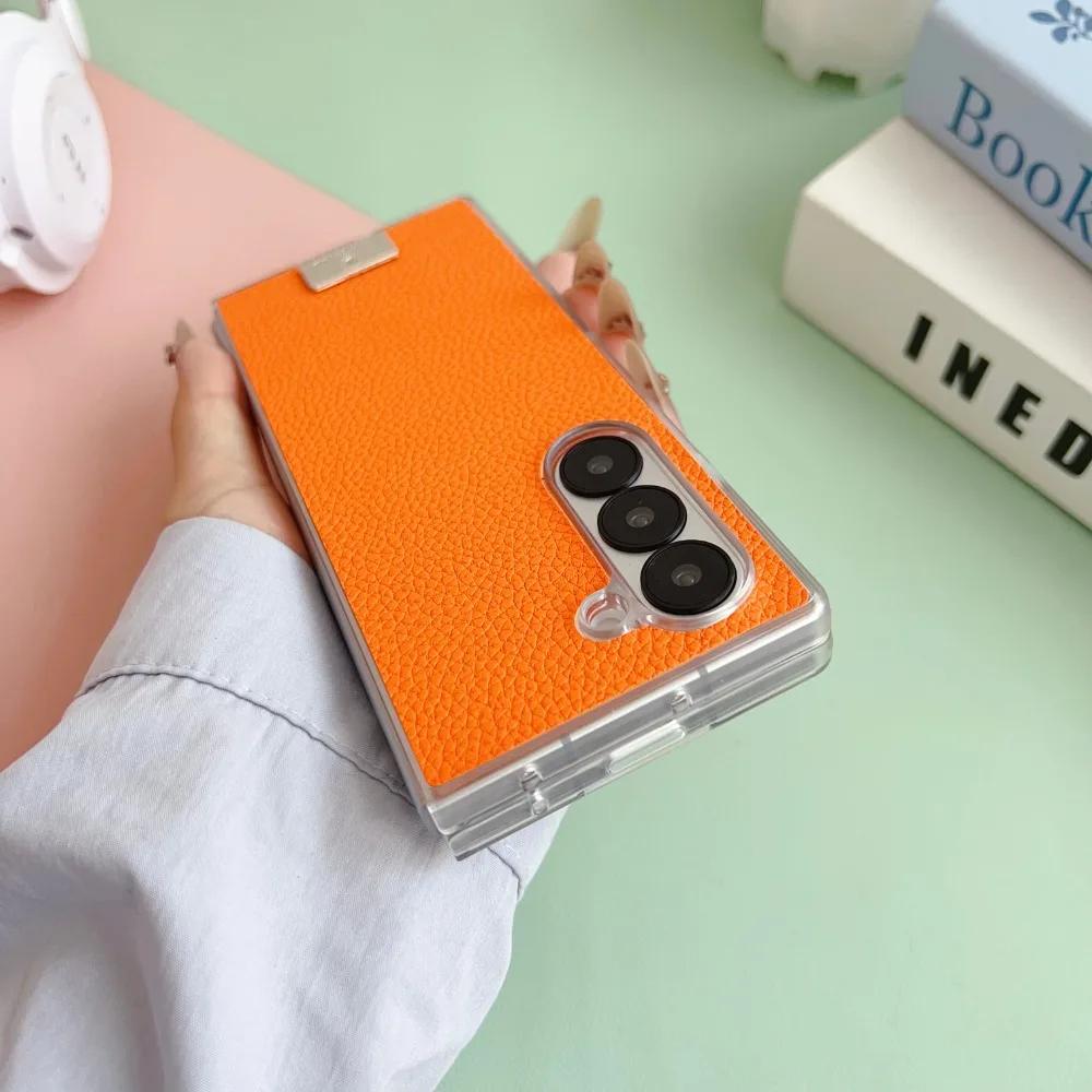 Прозрачный чехол-бампер для Samsung Galaxy Z Fold 6 5 4 3 Fold6 Fold5 Fold4 Fold3, защитная крышка из ПУ-кожи, жесткий корпус