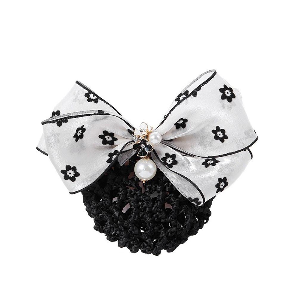 Net Flower For Nurse Hairgrips Cover Net Women Spring Clips Korean Bun Snood Bowknot Hair Bun Cover