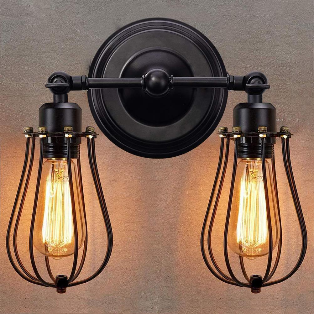 Double Head Wall Sconce Industrial Wire Cage Wall Light Vintage Style Wall Lamp