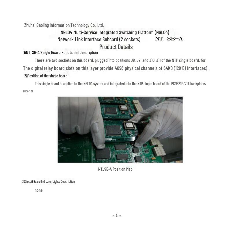 Zhuhai Gaoling NGL04 Network Link Interface Subcard