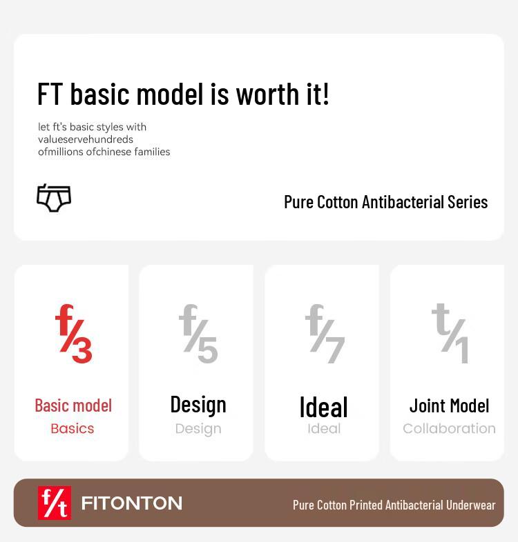 Мужские антибактериальные боксеры-брифы FitonTon 10A из чистого хлопка, 3 штуки