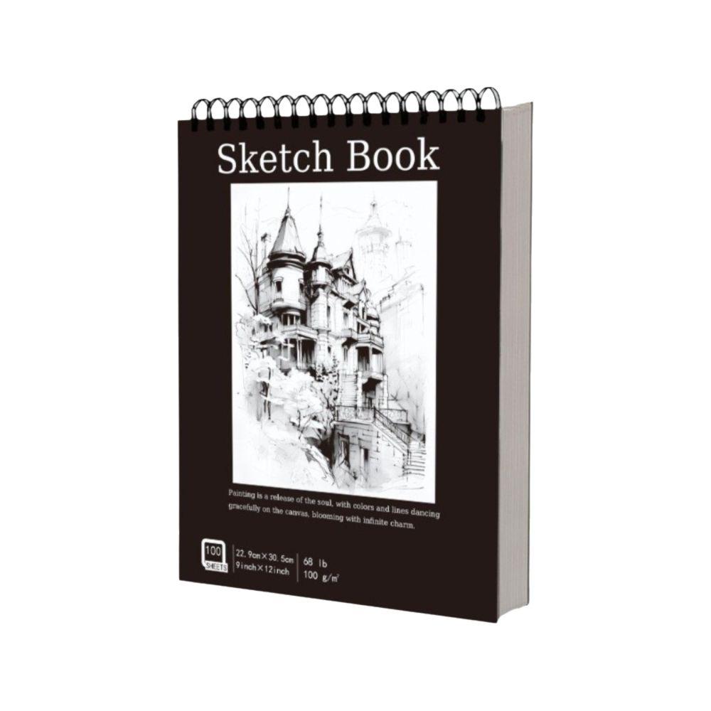 100 Sheets Spiral Bound Artist Sketchbook Perforated Pages Sketching Notebook Crayon Drawing
