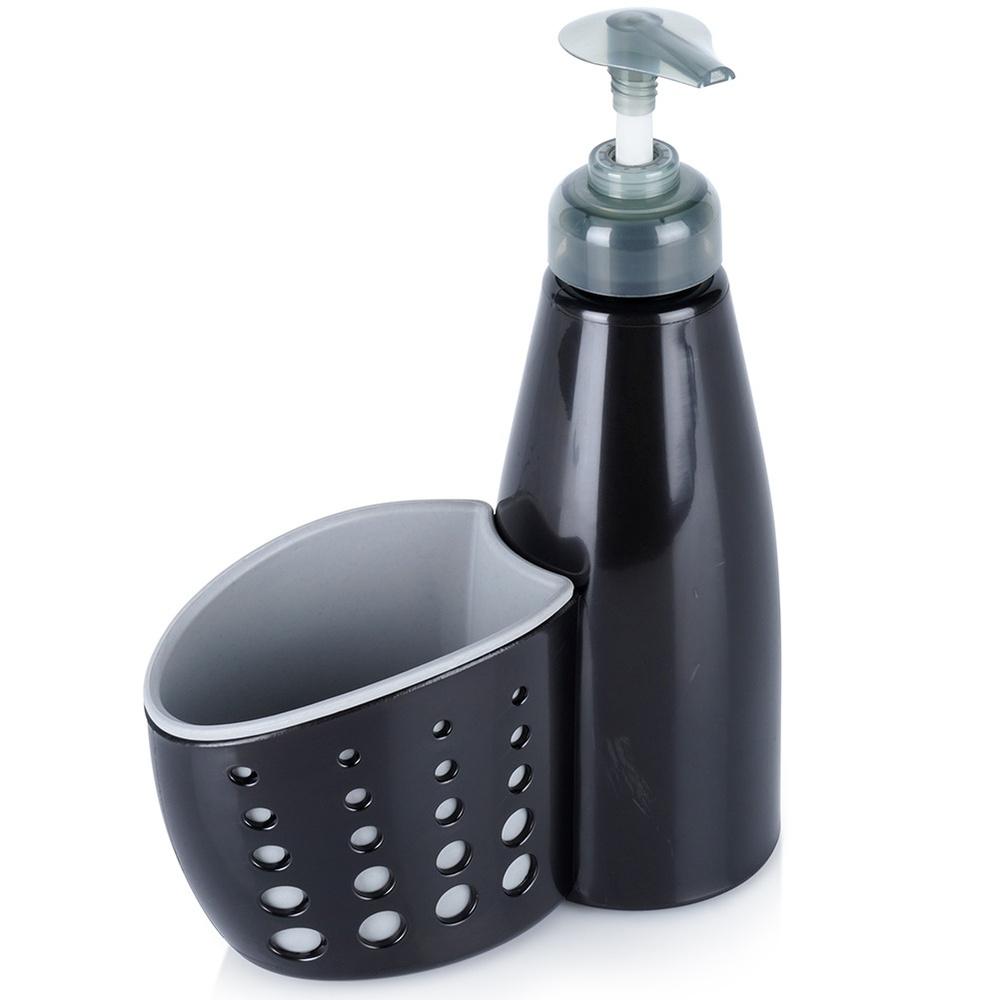 Dishwashing liquid dispenser with sponge container black 370 ml