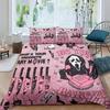 Halloween Bedding Set 3PCS Pink Cartoon Skeleton Comfortable Cover 'No You Hang Up' Funny Horror Ghost Design