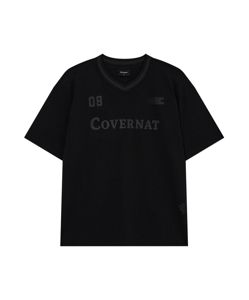 COVERNAT V-Neck Mesh T-Shirt Black