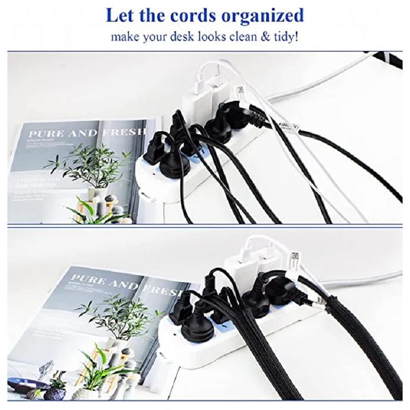 ПЭТ Плетёная Самозакрывающаяся Кабельная Оплётка Изолированный Кабель Гибкий Защитный Шнур Органайзер Оплётка для Дома Автомобиля Стола Телевизора ПК