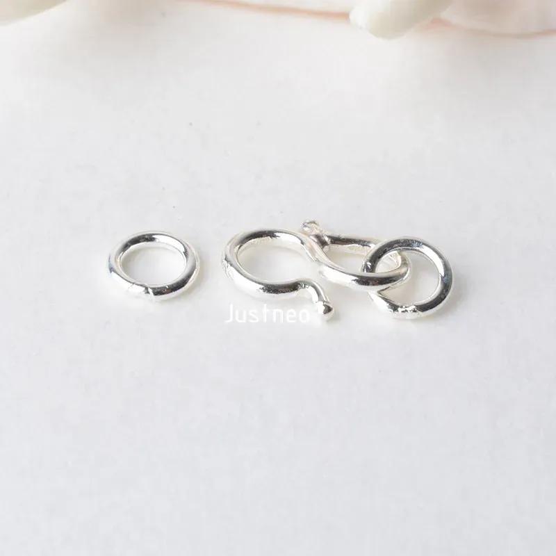 Solid 925 Sterling Silver S-shaped Clasp Hook with Closed Jump Ring, for Necklace / Bracelet Jewelry diy Components