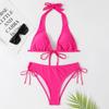 Beach Holiday Swimwear Strappy Bikini Sexy Solid Colour Separate Swimwear Set