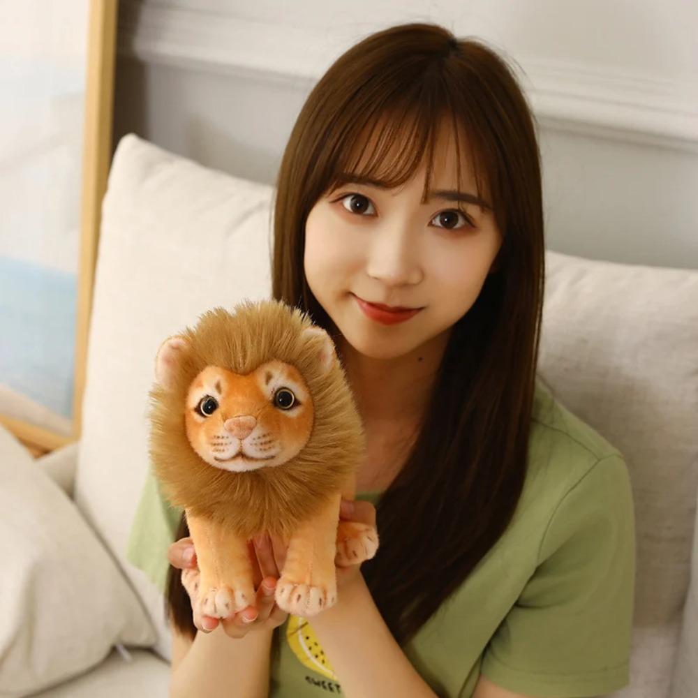 Плюшевая кукла-симуляция льва-самца, плюшевые игрушки, лесные животные, имитация льва, плюшевая игрушка, подарок для девочек