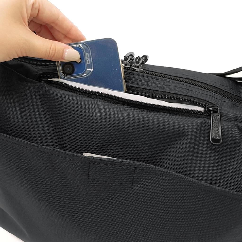 Shoulder Bag Logo Tape Heather Bag Large Capacity 16L Black 2 Color [Outdoor Products] Mother's (Same Logo)