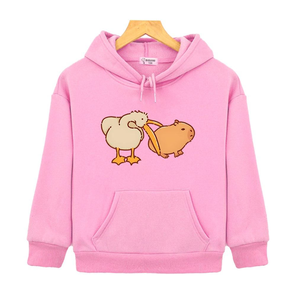 Толстовки с капюшоном «Пеликан и капибара», очень милый свитшот, топы с длинными рукавами для мальчиков и девочек, детская одежда для малышей, одежда Y2k, пуловер для детей