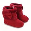 Cute Bowknot Comfortable Boots for Baby Girls Soft Warm Plus Fleece Boots for Indoor Walking