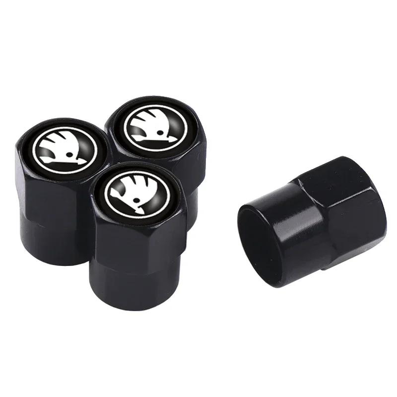 Car Sticker 2025 Hot 4pcs Car Wheel Tire Valve Caps Stem Case For Skoda Octavia Fabia Rapid Yeti Superb Octavia A5 A7 VRS S Embl