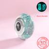 Colorful S925 Sterling Silver Blue Glow-in-the-dark Murano Princess Glass Beads Fits  Bracelet Jewelry Set Accessories
