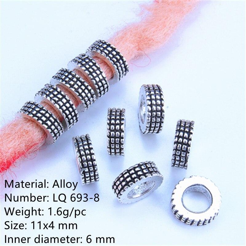5pcs/bag Silver Metal Hair Rings Braid Dreadlocks Bead Hair Cuffs Dread Tube Charm Dreadlock for DIY Hair Accessaries