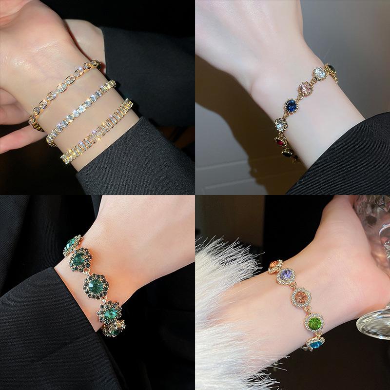 Браслет с микроинкрустацией цирконами, браслет в ретро-стиле, нишевые высококлассные универсальные украшения.