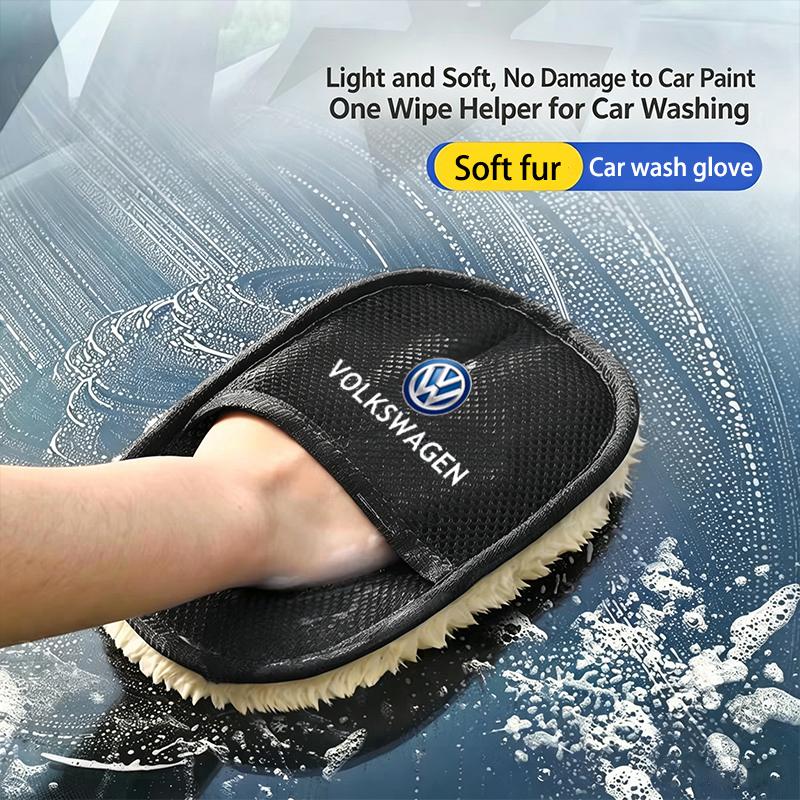 Volkswagen Car Wash Glove Soft Car Wash Thick Cleaning Detailing Brush Key For VW Golf Tiguan T-Cross Amarok T5 Teramont Phaeton zj4