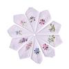 3Pcs 28x28cm Flower Embroidered Lace White Cotton Lady Women Handkerchief Wedding Party Gift Random