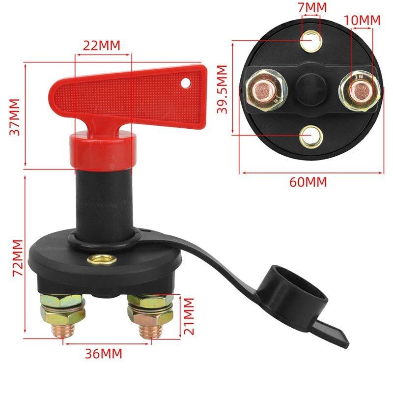 Dual-Pole 12V/24V Heavy-Duty Battery Disconnect Switches, M10 Size With 6 Keys, For RV, Truck& Boat Power Cut-Off Pair