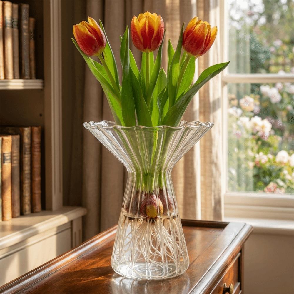 Colored Hydroponic Vase Vertical Striped Flower Pot Terrarium Decorative Vase Office