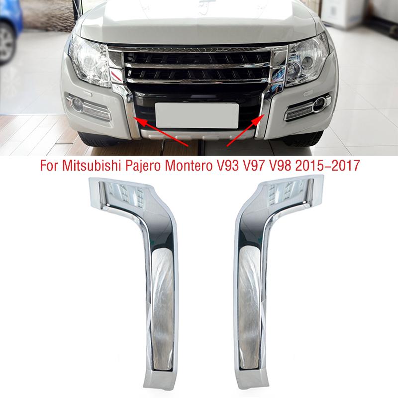 Для Mitsubishi Pajero Montero V93 V97 V98 2015 2016 2017 автомобильный передний бампер нижняя хромированная накладка молдинг декоративная крышка