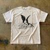 Black Ink Bird Sketch Tee | Minimal Avian Illustration, Script Accent