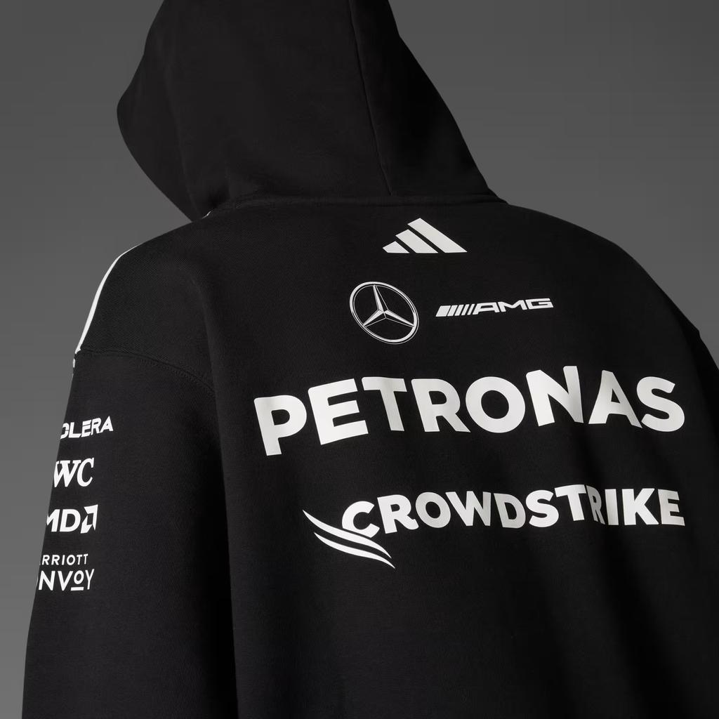 Adidas X Mercedes-Amg Petronas F1 Team Ss25 Удобный Универсальный Повседневный Полосатый Свитшот с Длинным Рукавом Мужской свитшот Черный JW5385