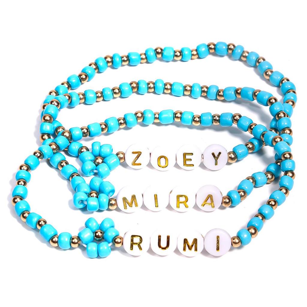 Glass Beaded Crystal Bracelet Set for Girls - K-pop Inspired Stackable Jewelry Gift