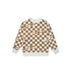 Checkerboard Loose-Fit Crew Neck Sweatshirt Women Tops Cocoa-Brown-Checkerboard VN00091HC1L