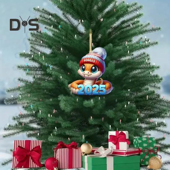 Christmas Snowman Pendant Hanging Ornament with Lanyard Easy To Hang Cartoon Acrylic Pendant Xmas Tree Decoration