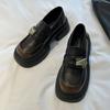 Платформа Британский стиль маленькие кожаные туфли женские 2025 новая весна и осень однопедальные черные одинарные туфли Мэри Джейн лоферы