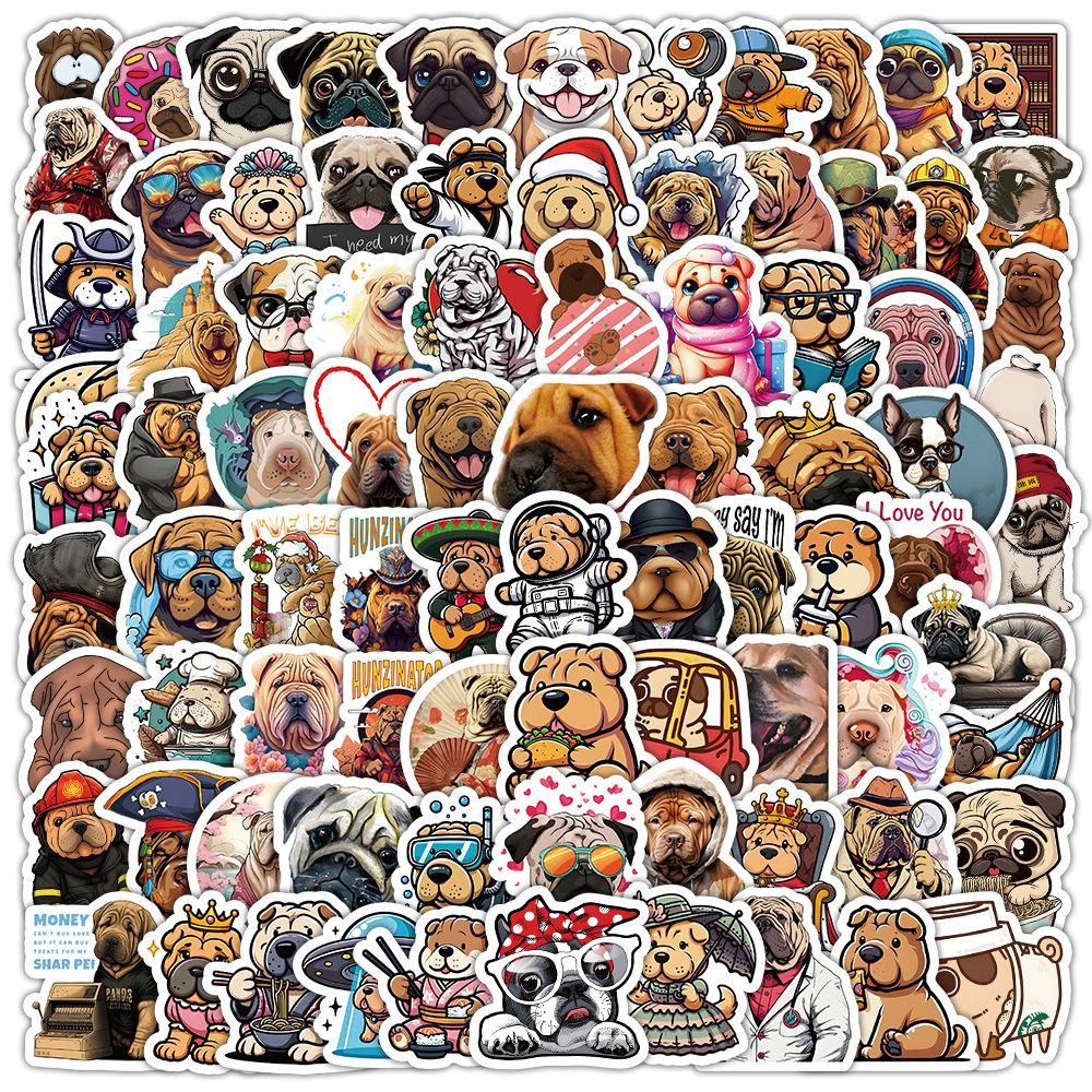 100Pcs/Set Мопс Мини Домашние животные Собаки Наклейки DIY Модные наклейки Наклейки