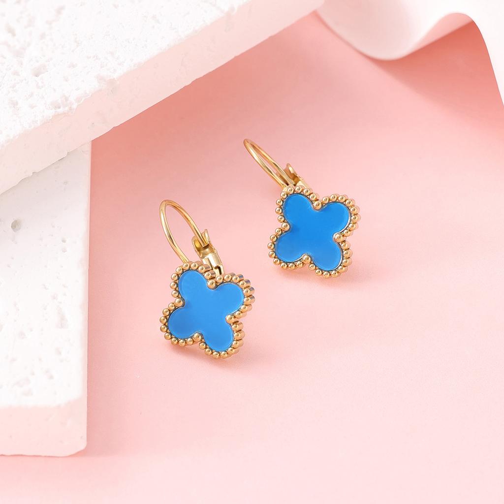 13mm Four-Leaf Clover Earring Clasp Titanium Steel Does Not Lose Colour Fashion Earrings Delicate Women's Earrings