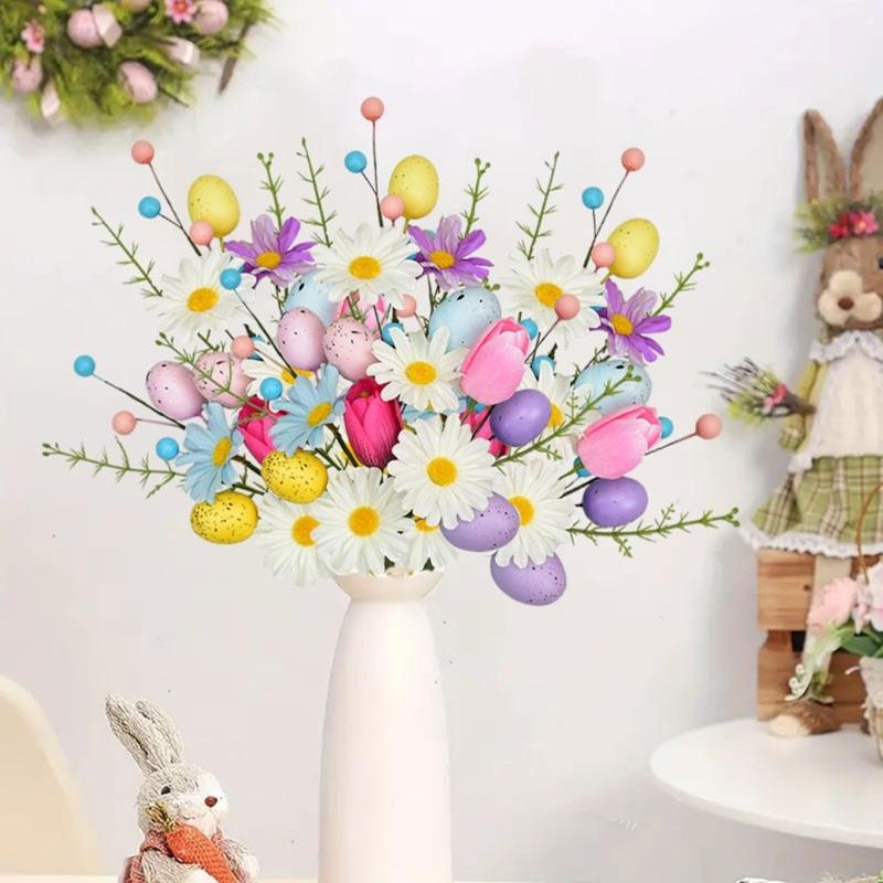 Easter Eggs Artificial Bouquets Festival Flower Arrangement For Mantels Tabletop Centerpieces Holiday Decoration