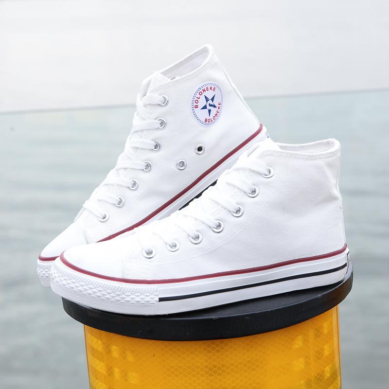 Парные туфли из парусины в стиле колледжа, однотонные, высокие, мужские и женские туфли в стиле ретро 1970-х годов