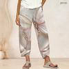 Women Plus Size Loose Butterfly Printed Cross Hem Cropped Pants